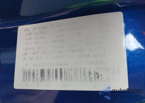 2008 Honda Accord 3.5 Ex-L из США, поврежденный, VIN 1HGCS21858A004544